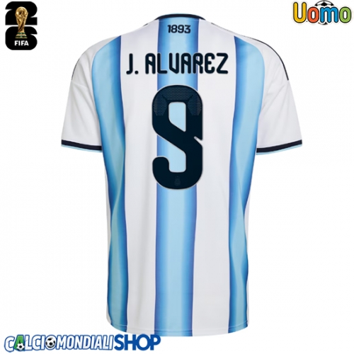 Maglie da calcio Argentina Julian Alvarez #9 Prima Maglia Mondiali 2026  Manica Corta